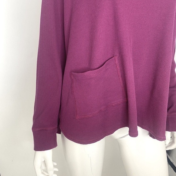 CHICO'S‎ ZENERGY Women's 2 US L Magenta Thermal Knit Cowl Neck Top Long Sleeves - Picture 4 of 6